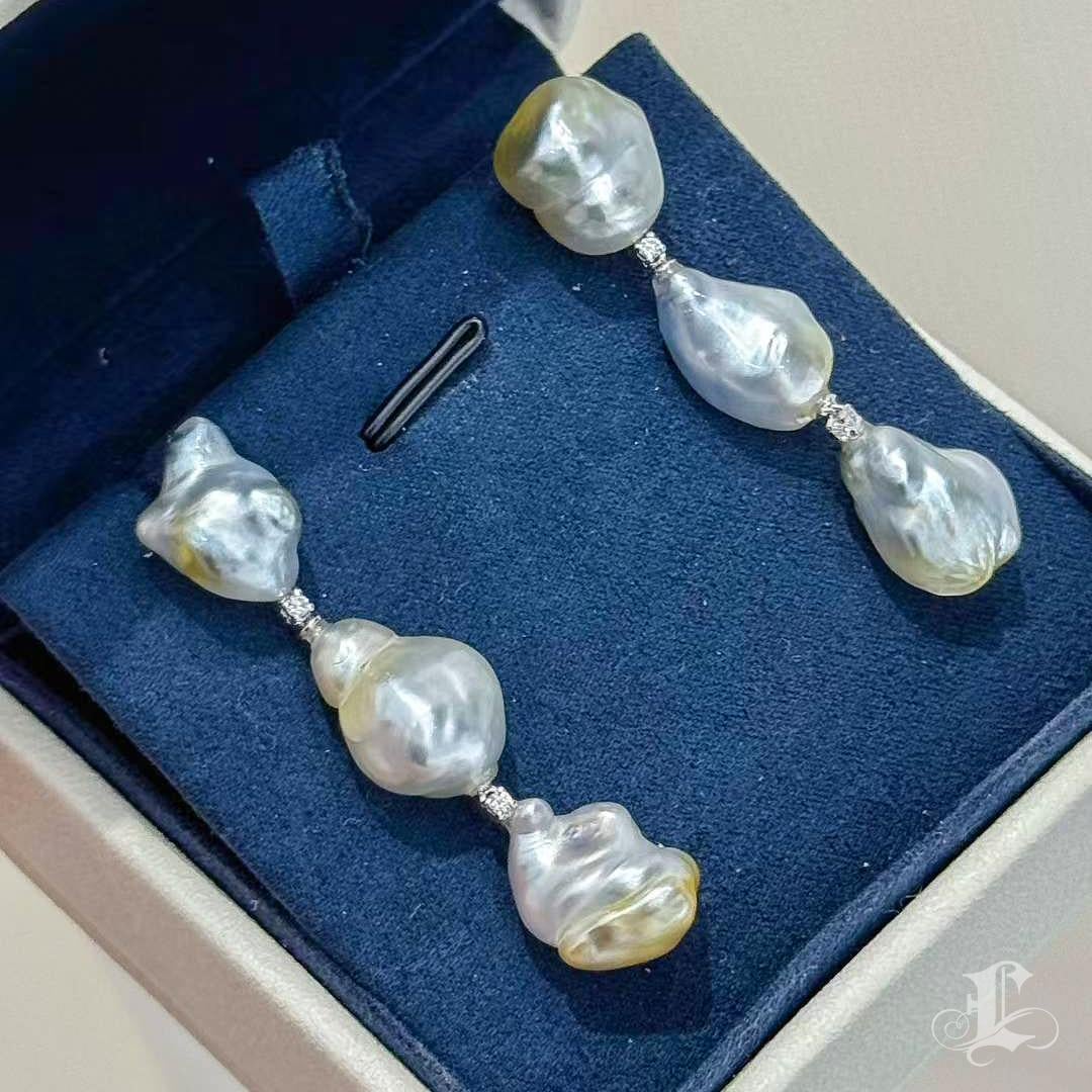 【Lustre Arc】Aurora Keshiscape Südsee Perlen Ohrringe baumeln im Angebot 2