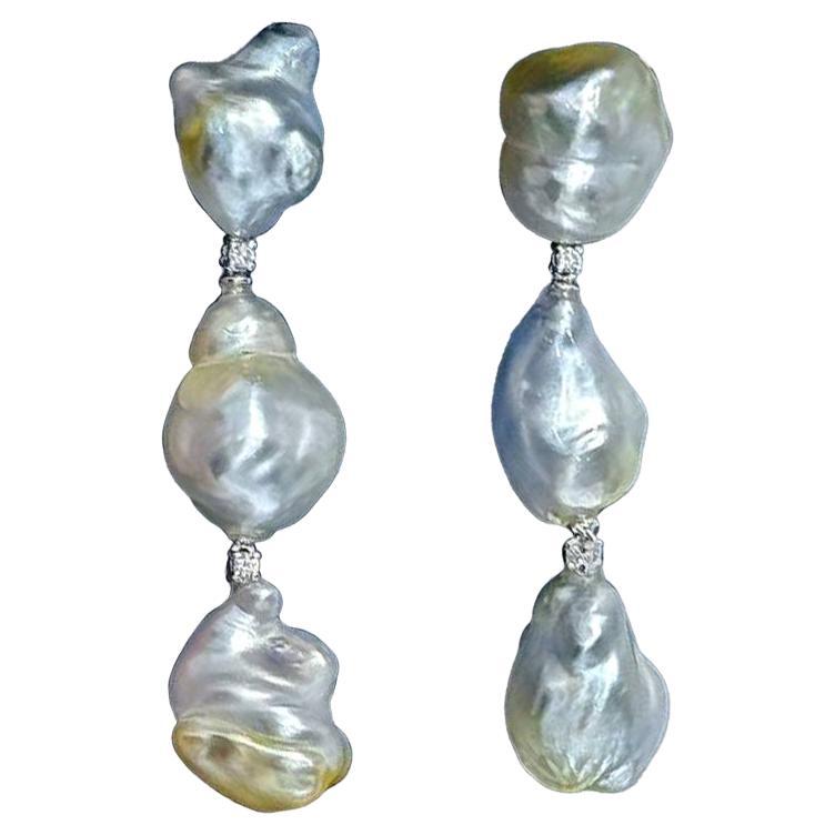 【Lustre Arc】Aurora Keshiscape Südsee Perlen Ohrringe baumeln im Angebot