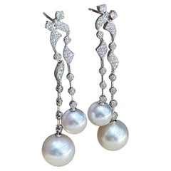 【Lustre Arc】Aurora Ribbon South Sea Pearl Diamond Drop Earrings