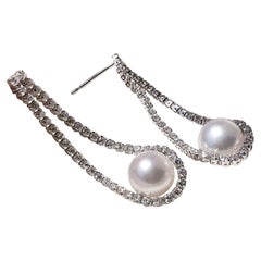 【Lustre Arc】Aurora Silken Loop Akoya Pearl Diamond Earrings