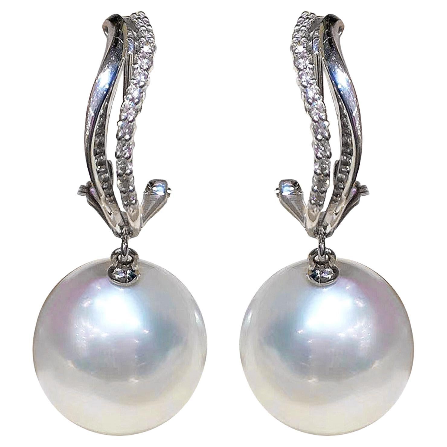 【Lustre Arc】Aurora Stream South Sea Pearl & Diamond Earrings