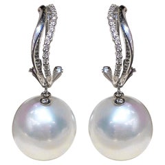 【Lustre Arc】Aurora Stream Boucles d'oreilles en perles des mers du Sud et diamants