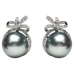 【Lustre Arc】Aurora Tahitian Pearl Ribbon Earrings