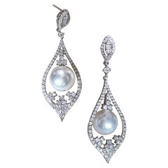 【Crown Radiance】Aurora Boucles d'oreilles en perles d'Aurora Akoya et diamants