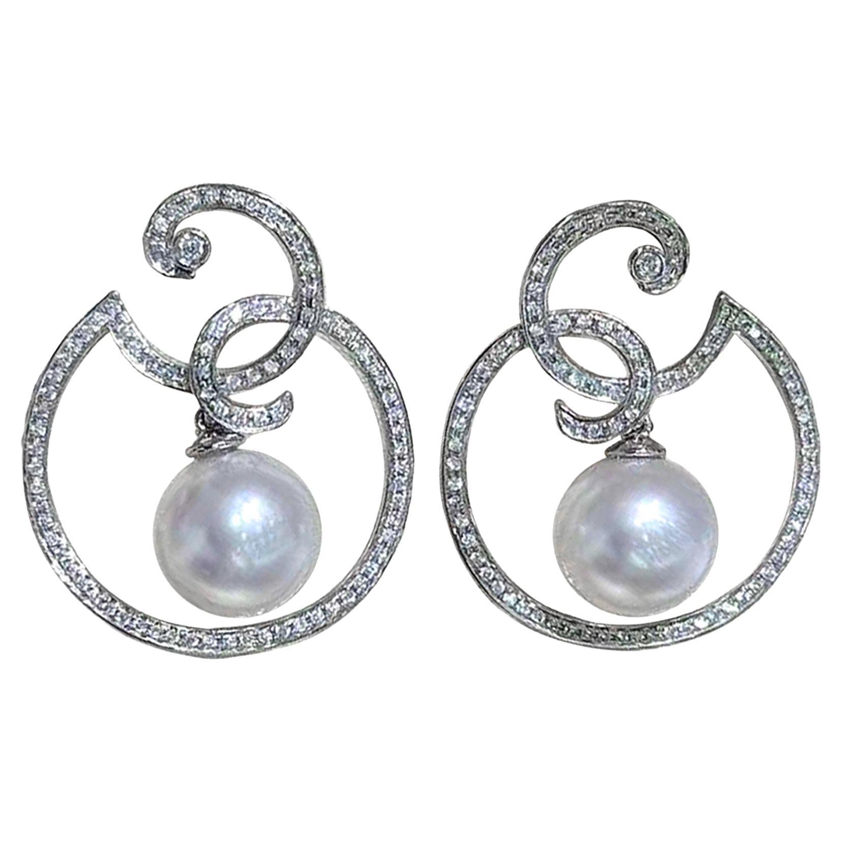 【Lustre Arc】Aurora Tidecurve South Sea Pearl Diamond Earrings