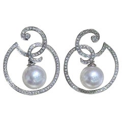 【Sculpted Geometry】Aurora Tidecurve South Sea Pearl Diamond Earrings