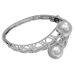 【Lustre Arc】Aurora Twin South Sea Pearl & Diamond Bangle