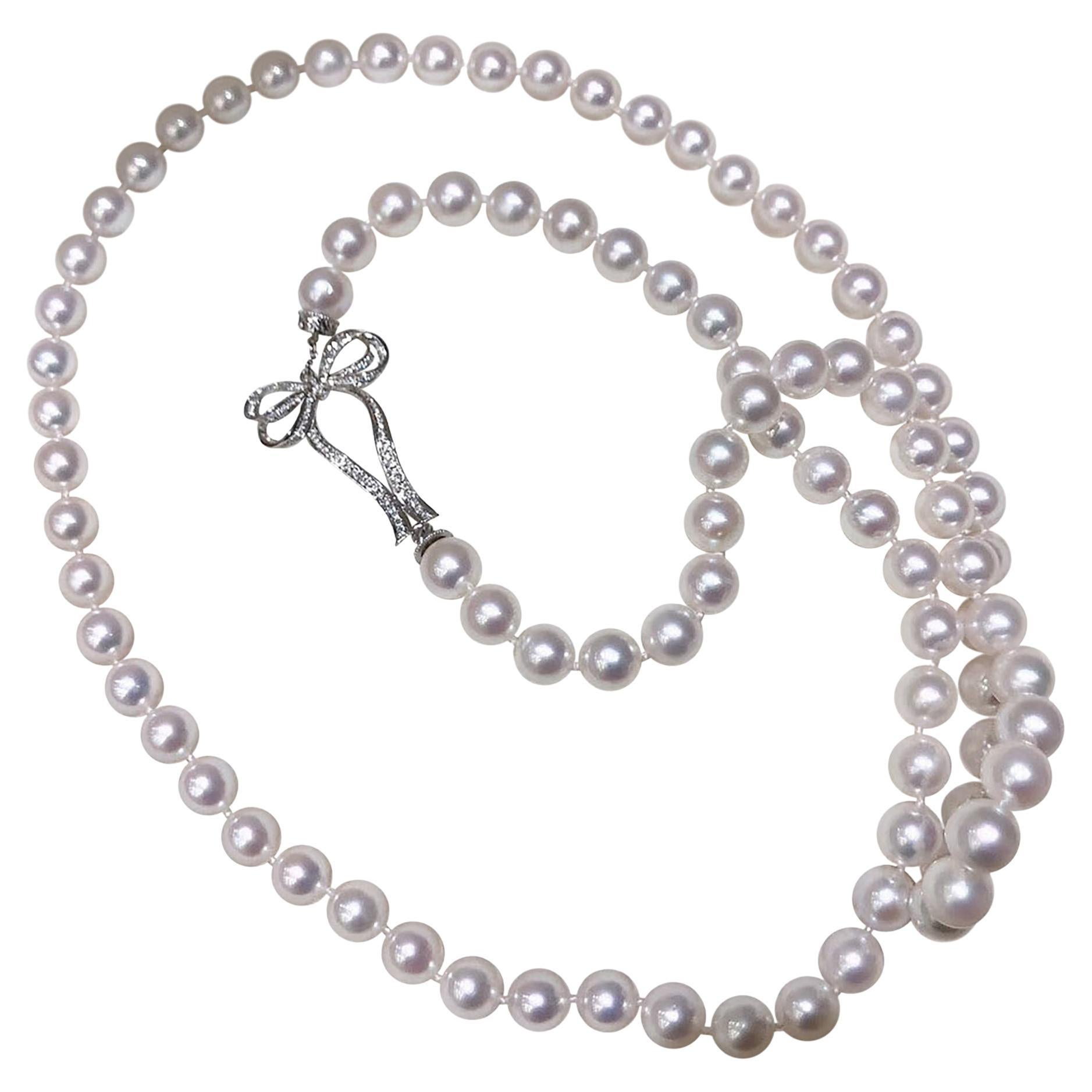 【 Géométrie sculptée】Collier à pendentifs en perles d'Aurora et d'Akoya, noué par des nœuds