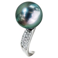 【Lustre Arc】Classic Pavé Aurora Tahiti Perlen Diamant Ring