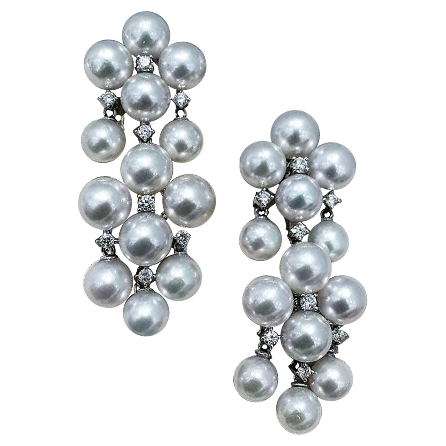 Orecchini a cerchio Aurora Baby Akoya con perle e diamanti