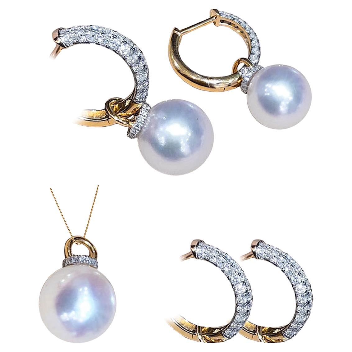 Arco di lucentezza】 Gioielli convertibili 3 in 1 con perle Aurora Akoya e diamanti