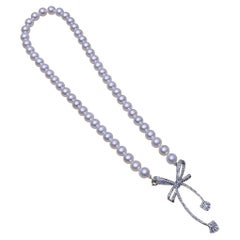 【Lustre Arc】Convertible PSL Certified Pearl Necklace 18K Diamond Pendant