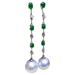 【Lustre Arc】Empress Boucles d'oreilles Cascade Aurora Perle de mer du Sud Emeraude