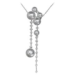 【Lustre Arc】Floating Pearl and Diamond Cascade Necklace