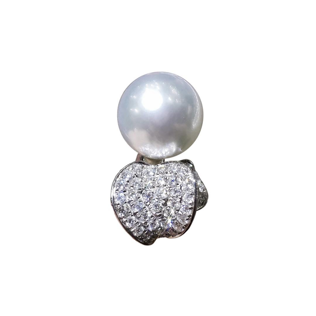 【Lustre Arc】Heart-Line Embrace South Sea Pearl & Diamond Ring en vente 6