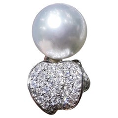 【Lustre Arc】Heart-Line Embrace Südsee Perle & Diamant Ring