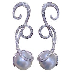 【Sculpted Geometry】Melody Curve Aurora South Sea Pearl Diamond Earrings