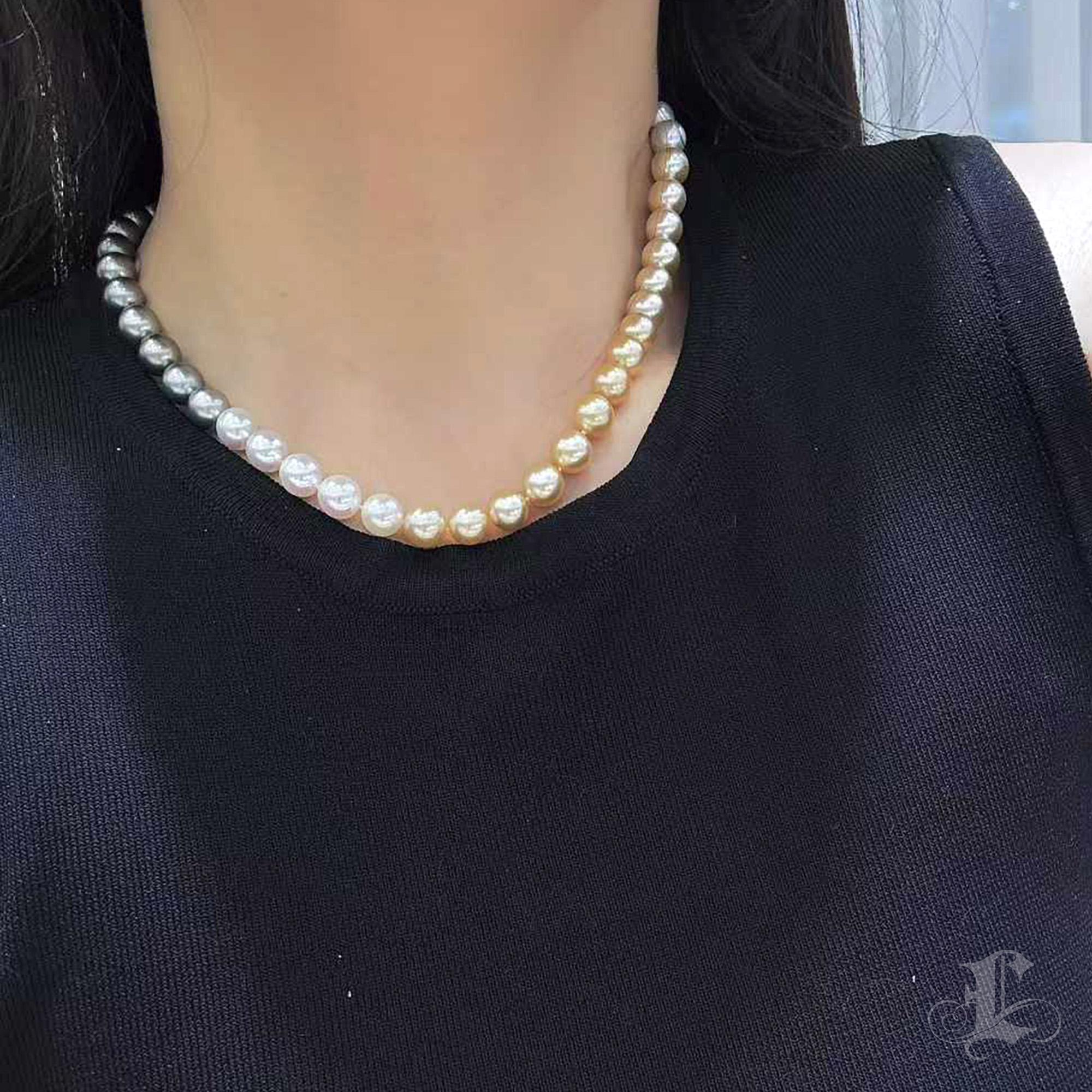 Non taillé 【Lustre Arc】PSL Certified Shikisai Aurora Symphony Ombre Necklace en vente