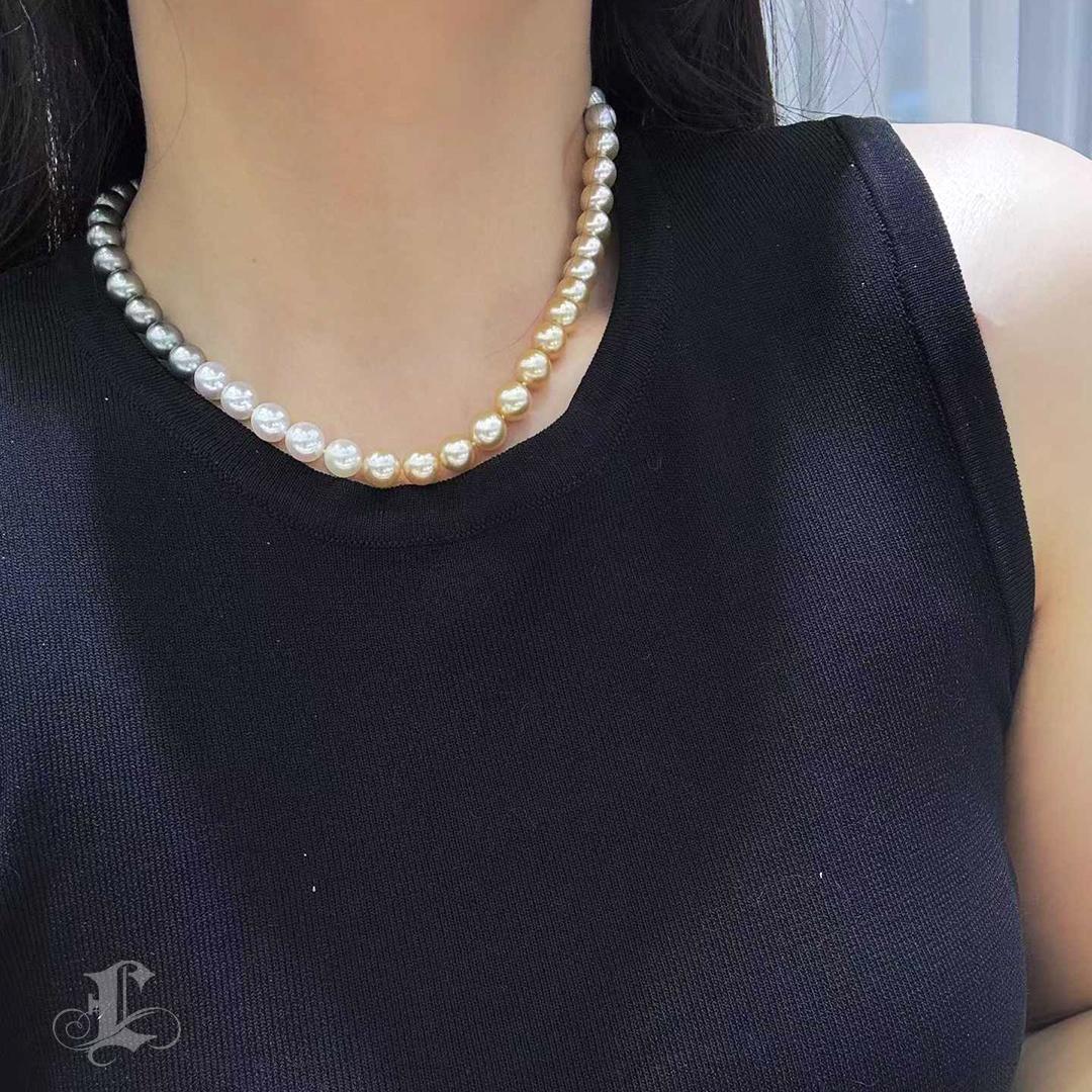 【Lustre Arc】PSL Certified Shikisai Aurora Symphony Ombre Necklace In New Condition For Sale In New York, NY