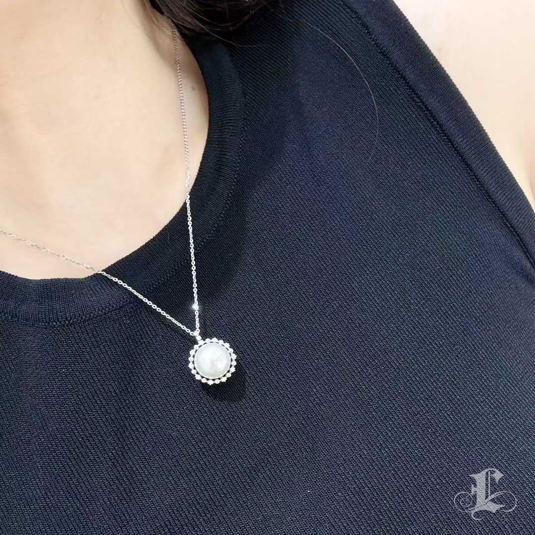 Non taillé 【Lustre Arc】PSL Phoenix Certified 12.2mm Aurora South Sea Pearl Diamond Pendentif en vente