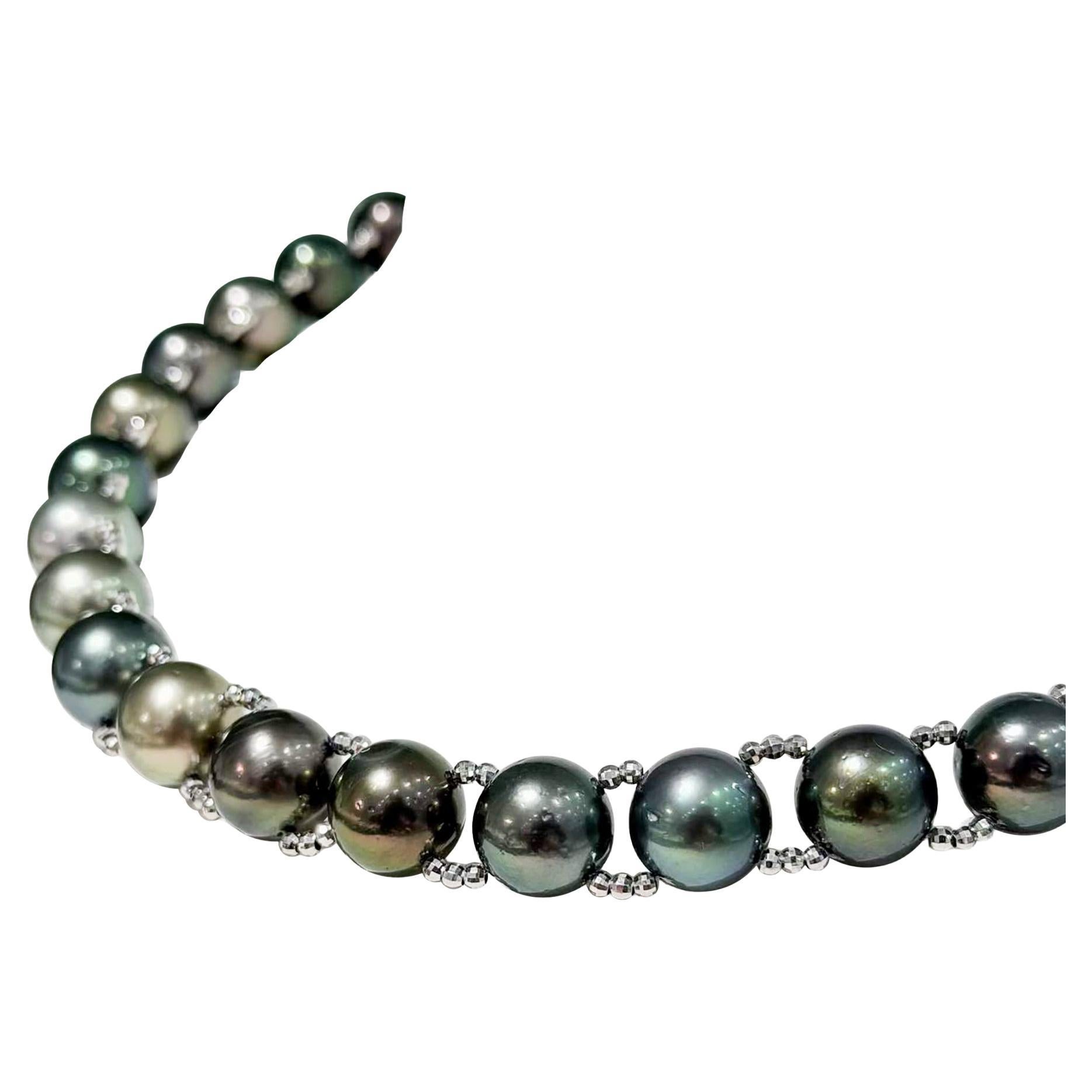 Arco di lucentezza]Aurora tahitiana  Collana di perle e oro bianco 18 carati (creazione del designer)