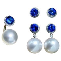 【Lustre Arc】Tanzanite & South Sea Pearl Convertible Earrings and Ring Set