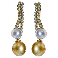 【Lustre Arc】Tiered Aurora Golden South Sea & Akoya Pearl Gala Earrings
