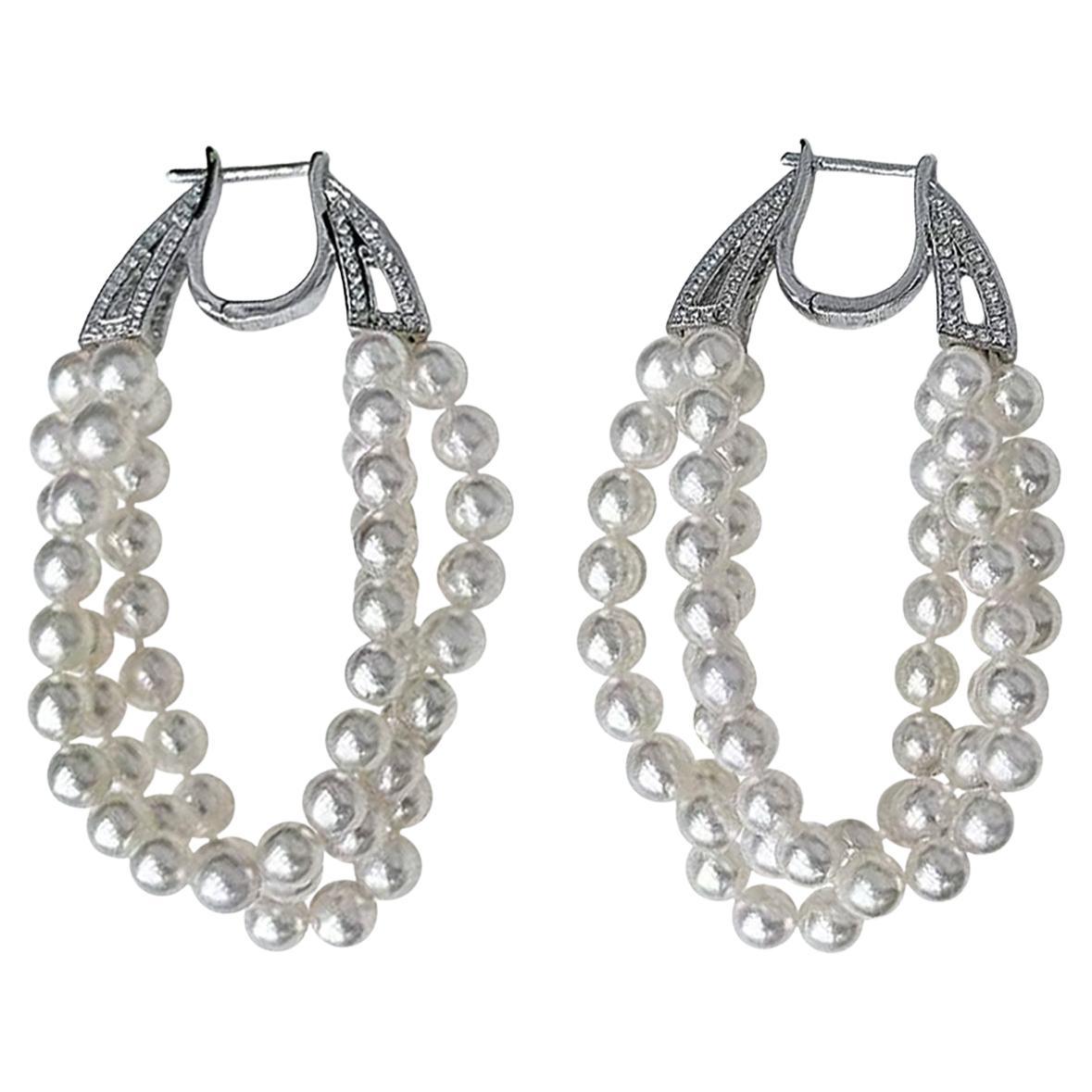 Orecchini di perle Akoya Baby Aurora a cascata di Trinità