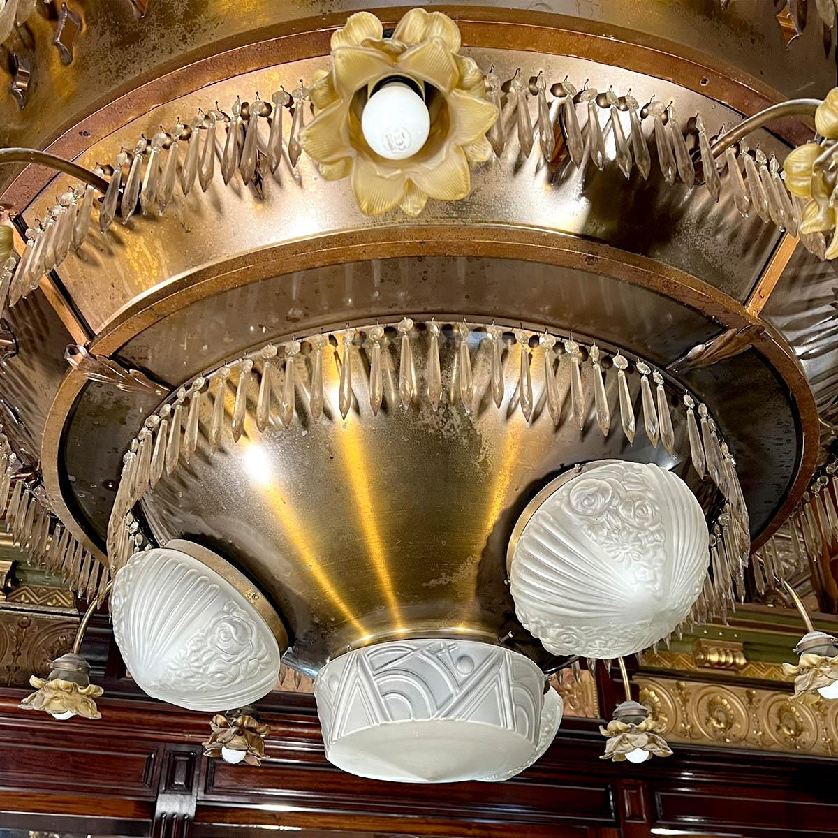 Lustre Art Déco en cuivre, diametre 185cm in vendita 2