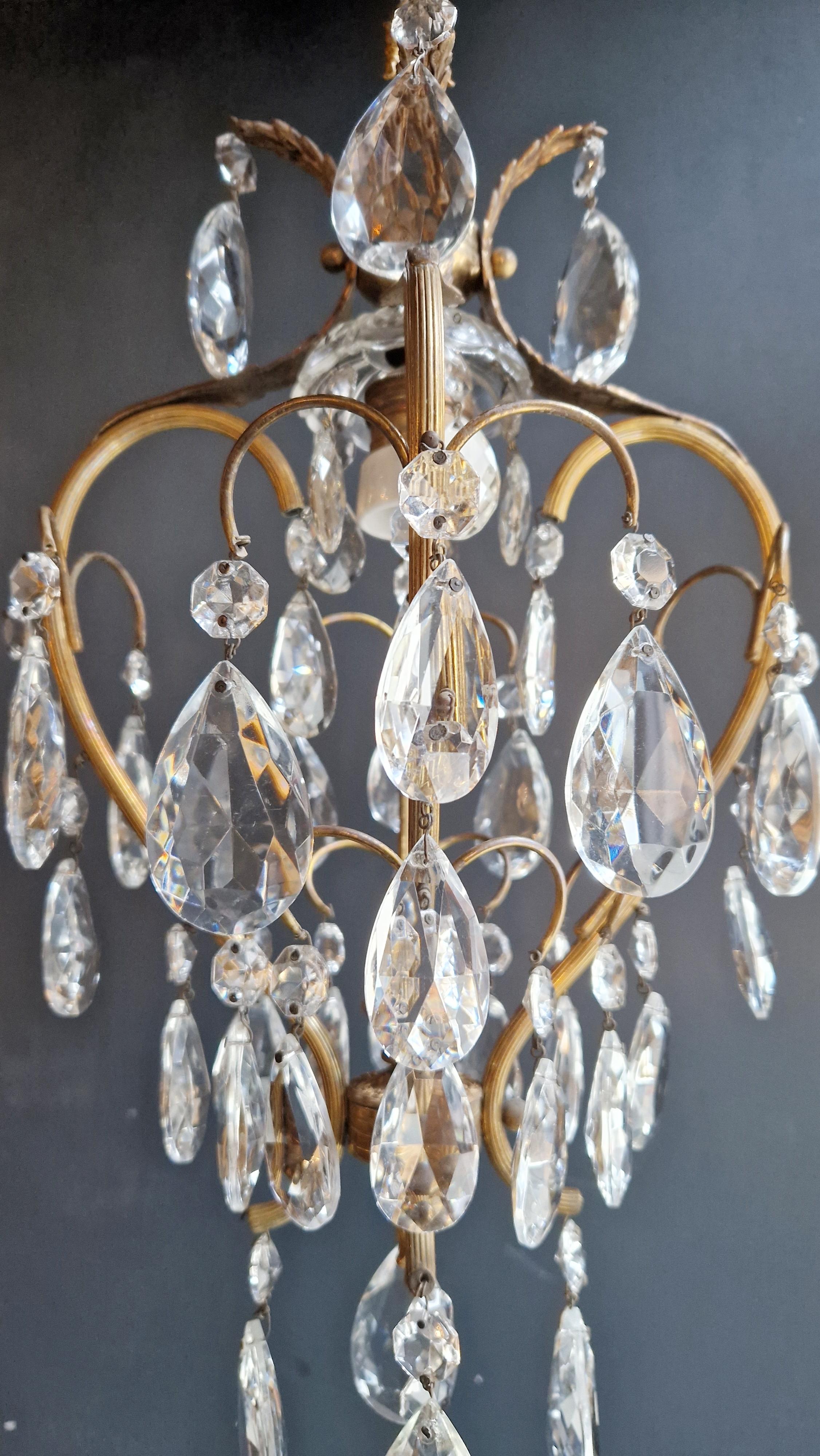 Baroque Lustré Cage Chandelier Crystal Ceiling Lamp Hall Lustre Antique Art Nouveau For Sale