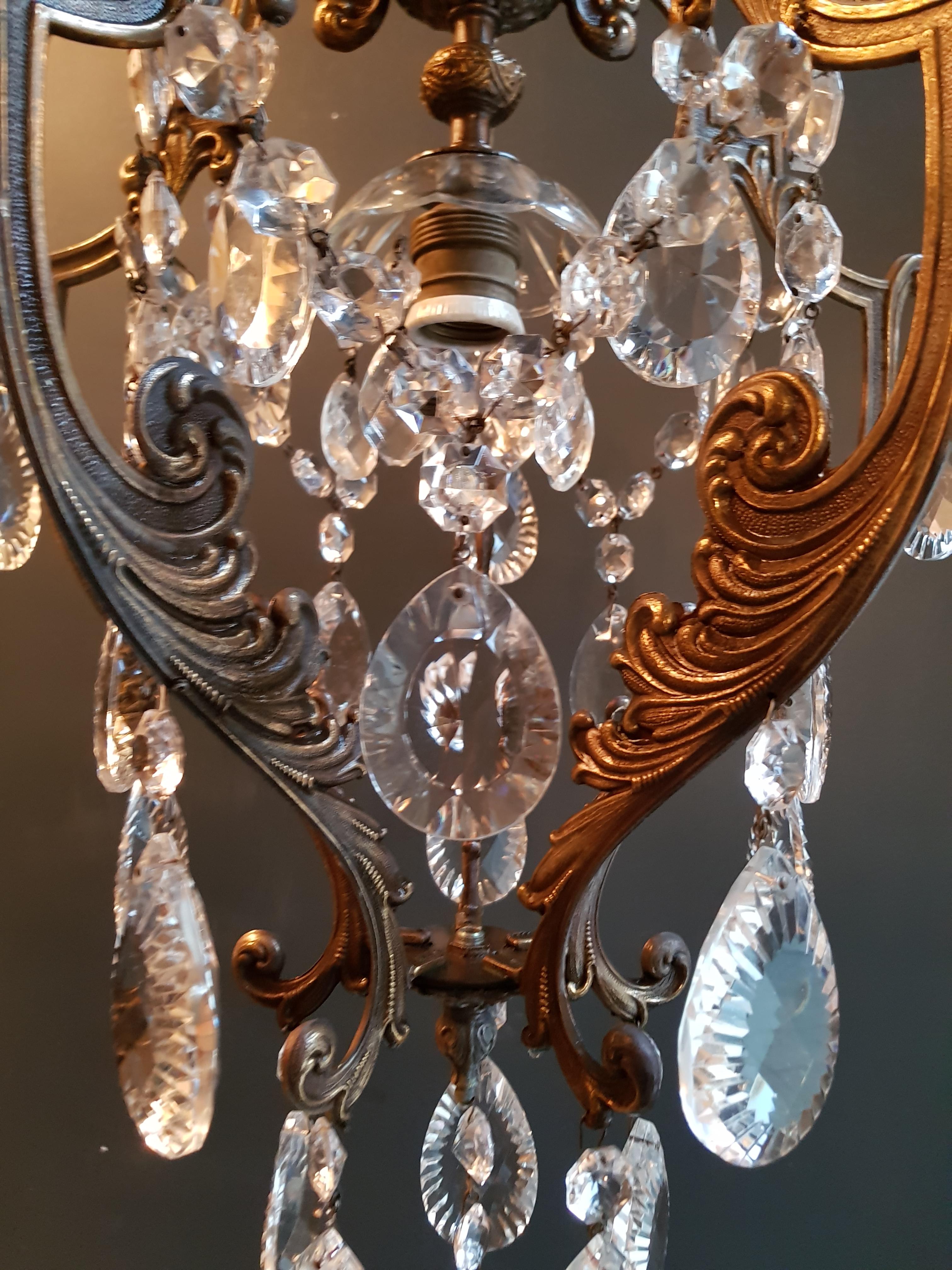 European Lustré Cage Chandelier Crystal Ceiling Lamp Hall Lustre Antique Art Nouveau