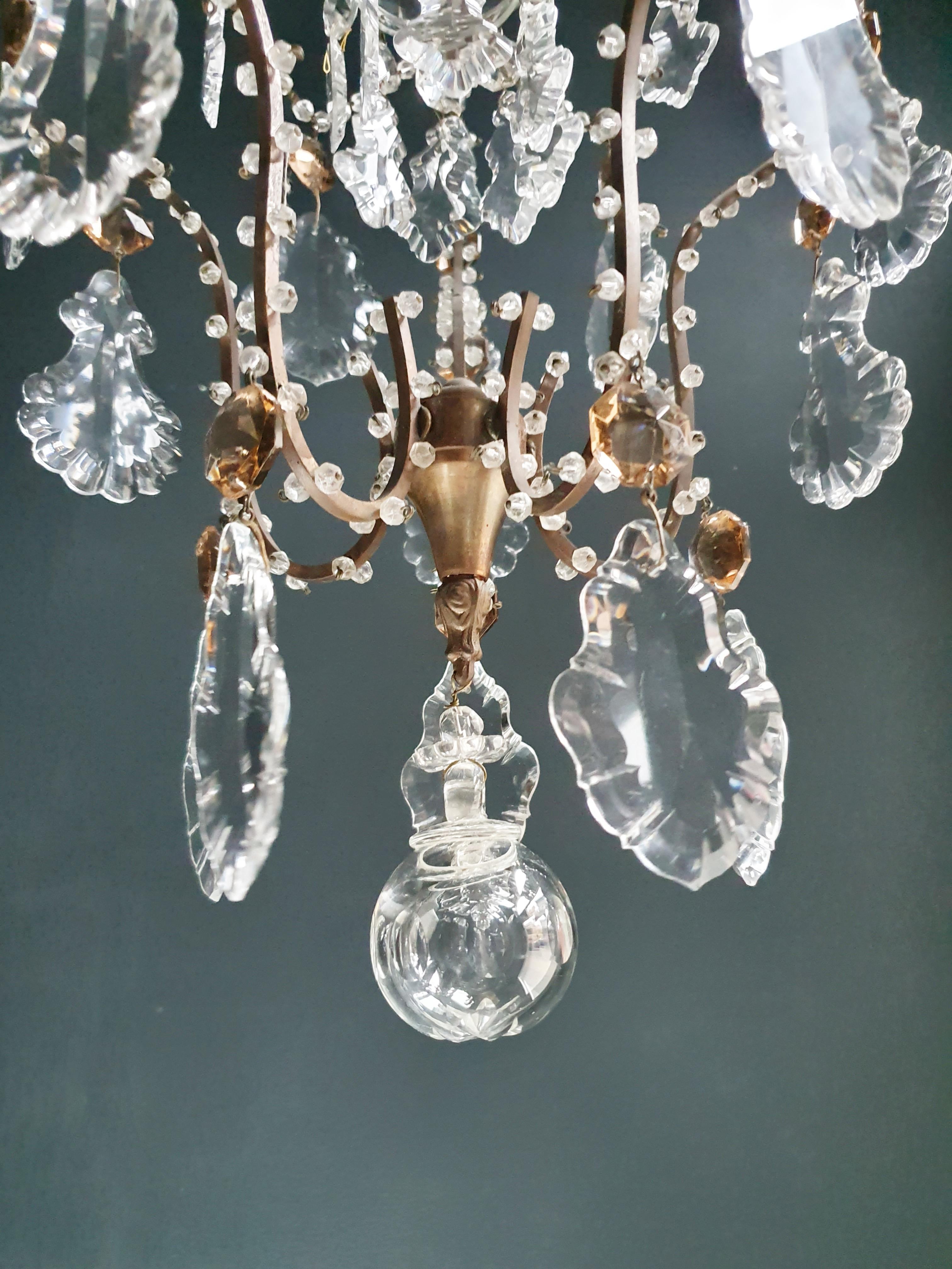 Hand-Knotted Lustré Cage Chandelier Crystal Ceiling Lamp Hall Lustre Antique Art Nouveau