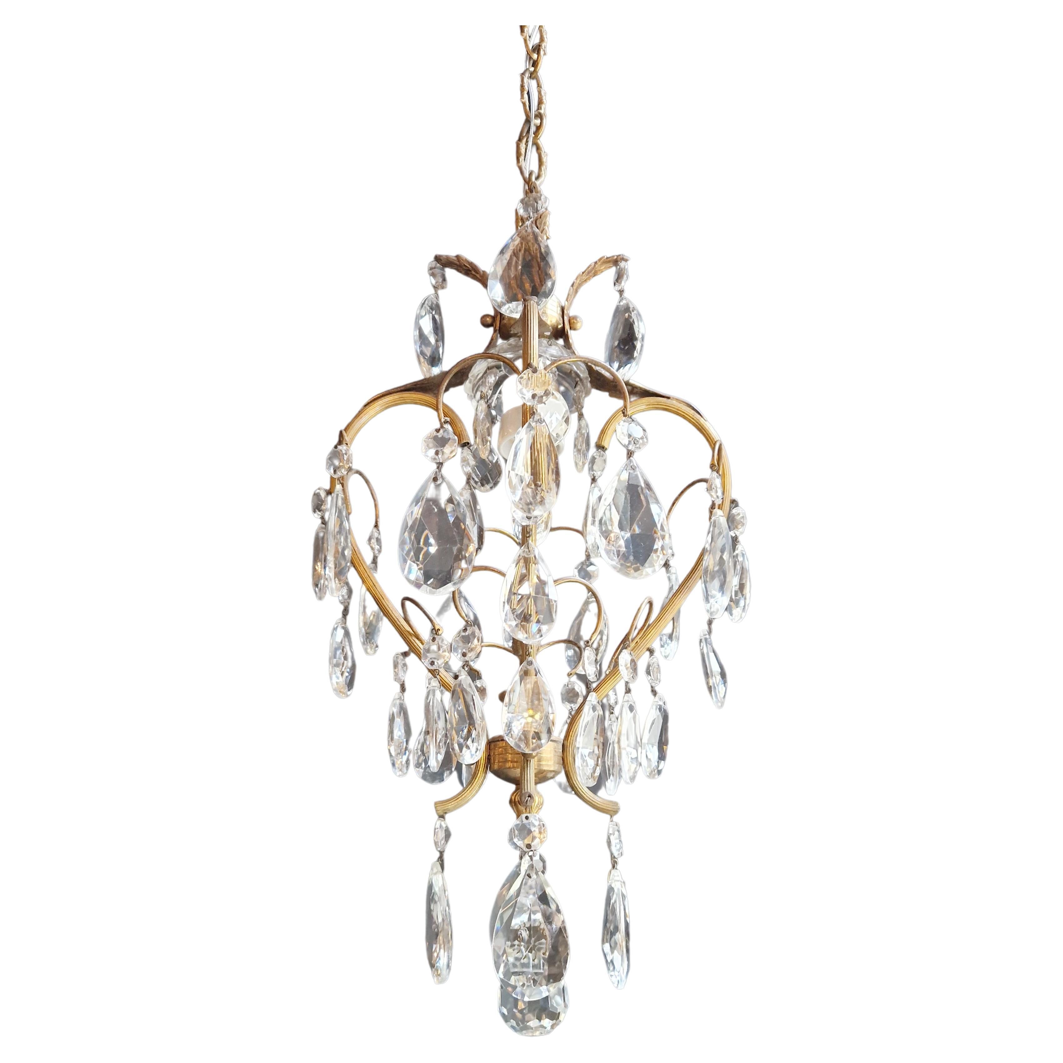 Lustré Cage Chandelier Crystal Ceiling Lamp Hall Lustre Antique Art Nouveau For Sale