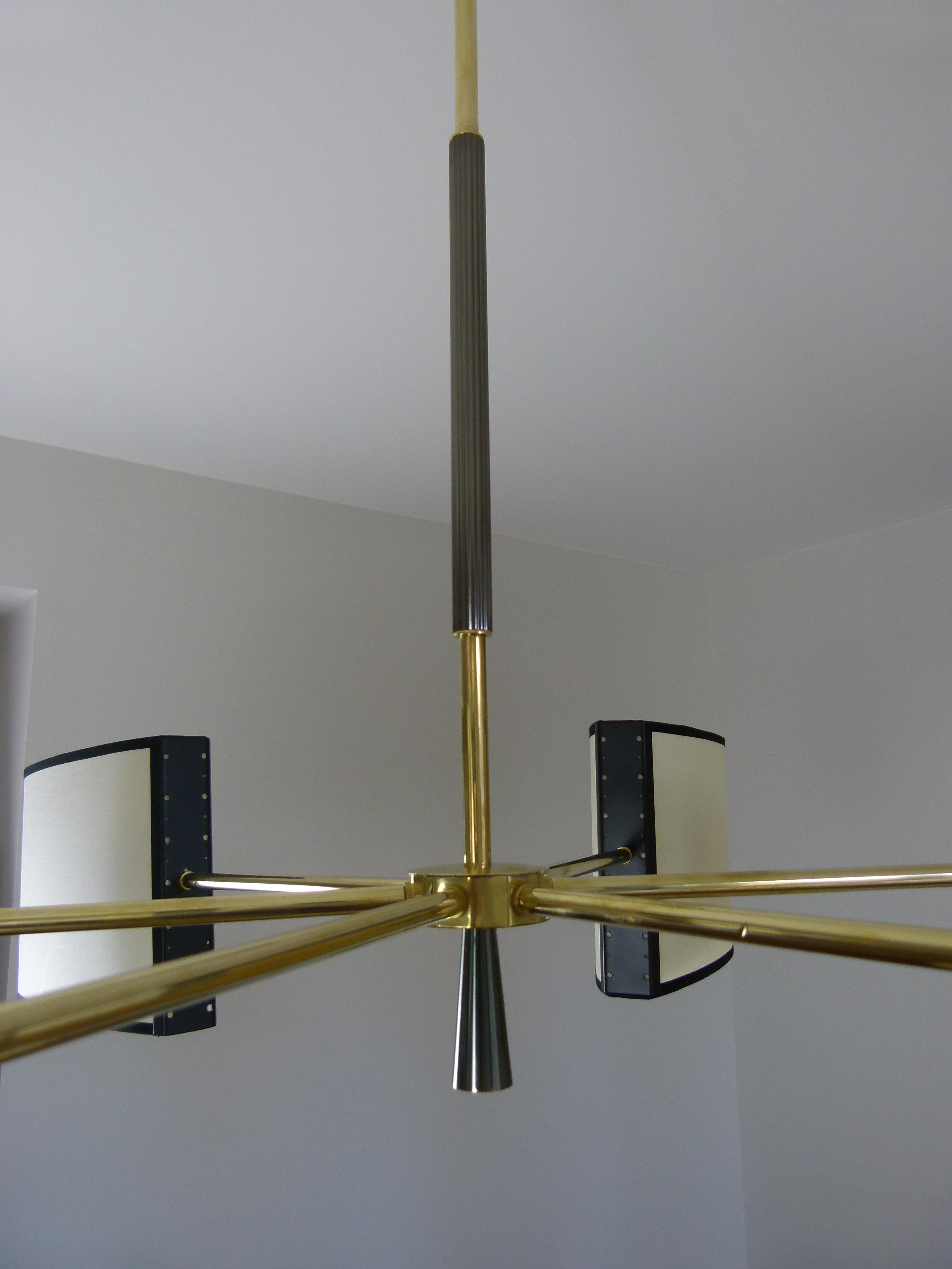 1950s Circular Chandelier With Six Arms Of Light by Maison Lunel 6