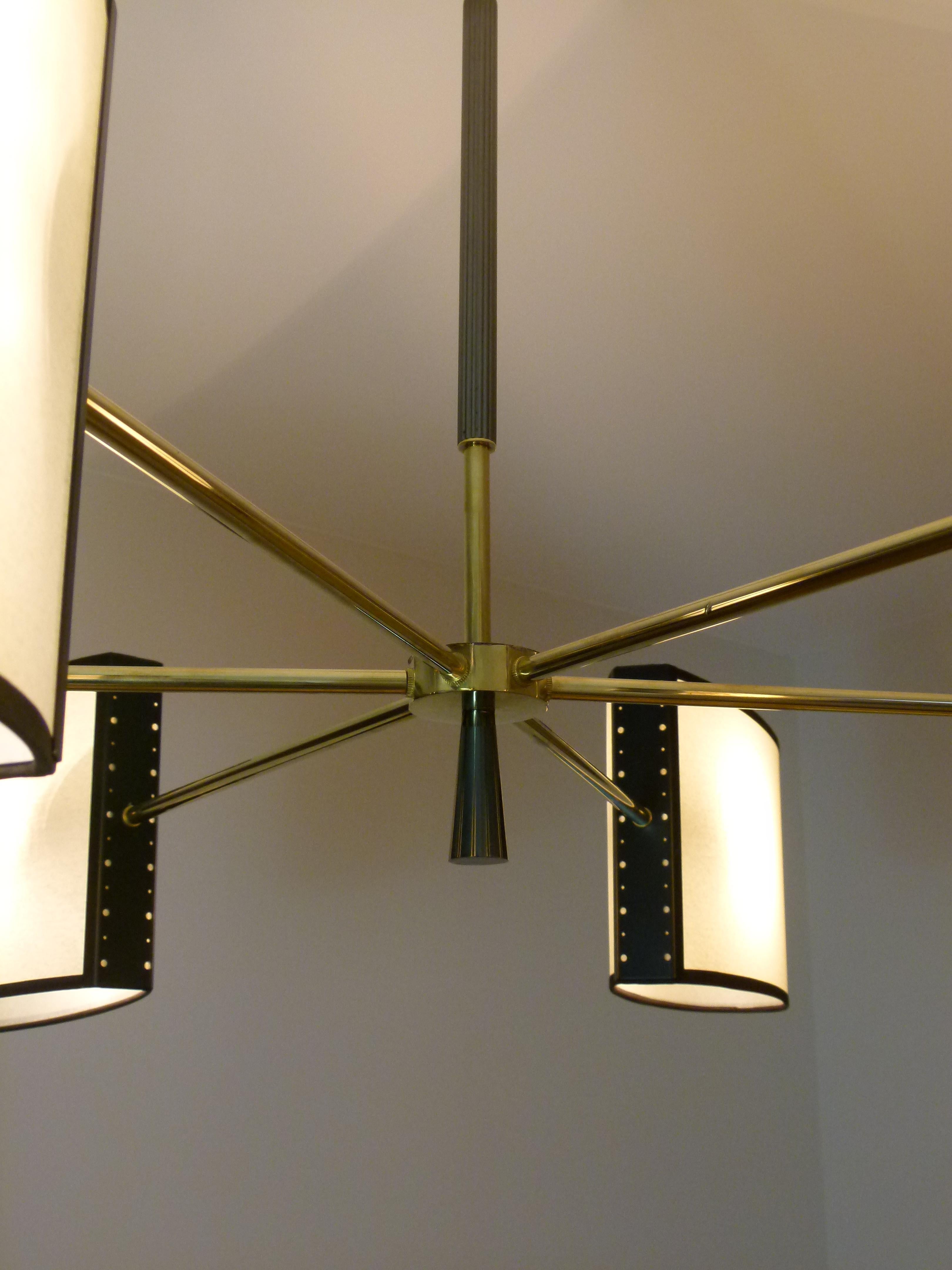 1950s Circular Chandelier With Six Arms Of Light by Maison Lunel 2