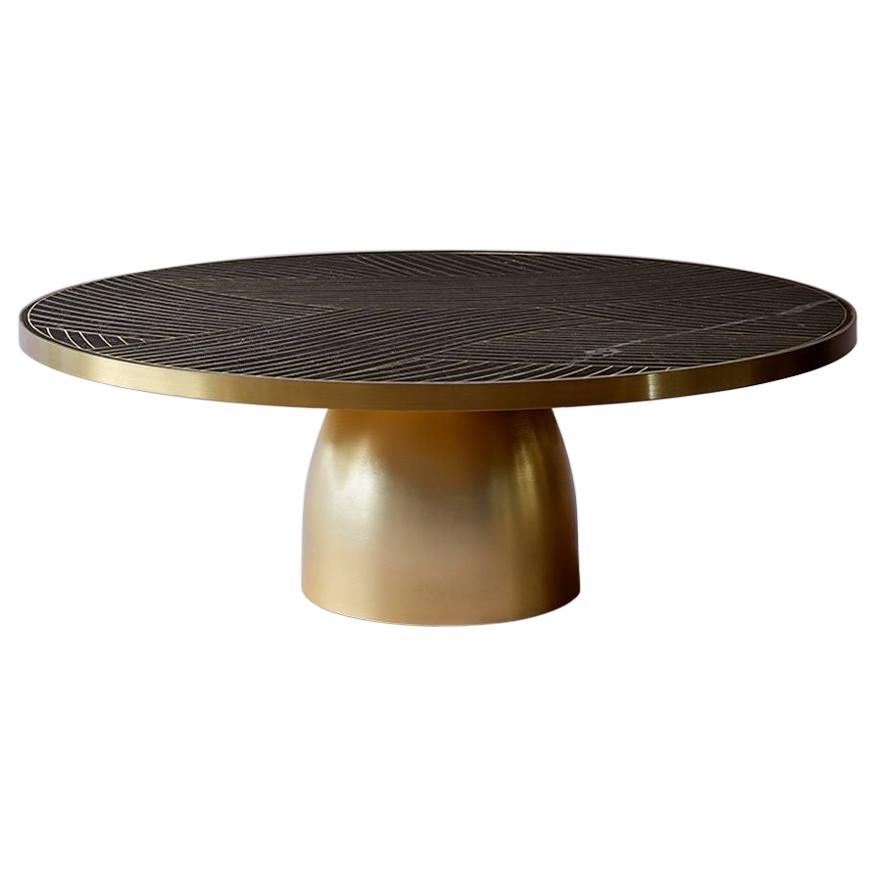 Bethan Gray Lustre Dhow Large Coffee Table in Black and Brass