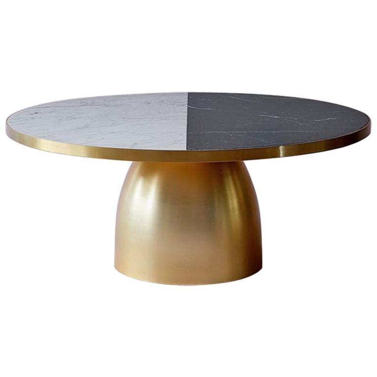 Bethan Gray Lustre Small Coffee Table Two Tone in Black and White with Brass