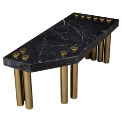 Lustre Coffee Table, Nero Marquina Marble and Gold Powder Coated Metal