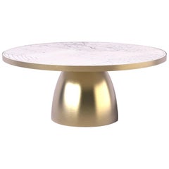 Bethan Gray Lustre Dhow Small Coffee Table in White and Brass