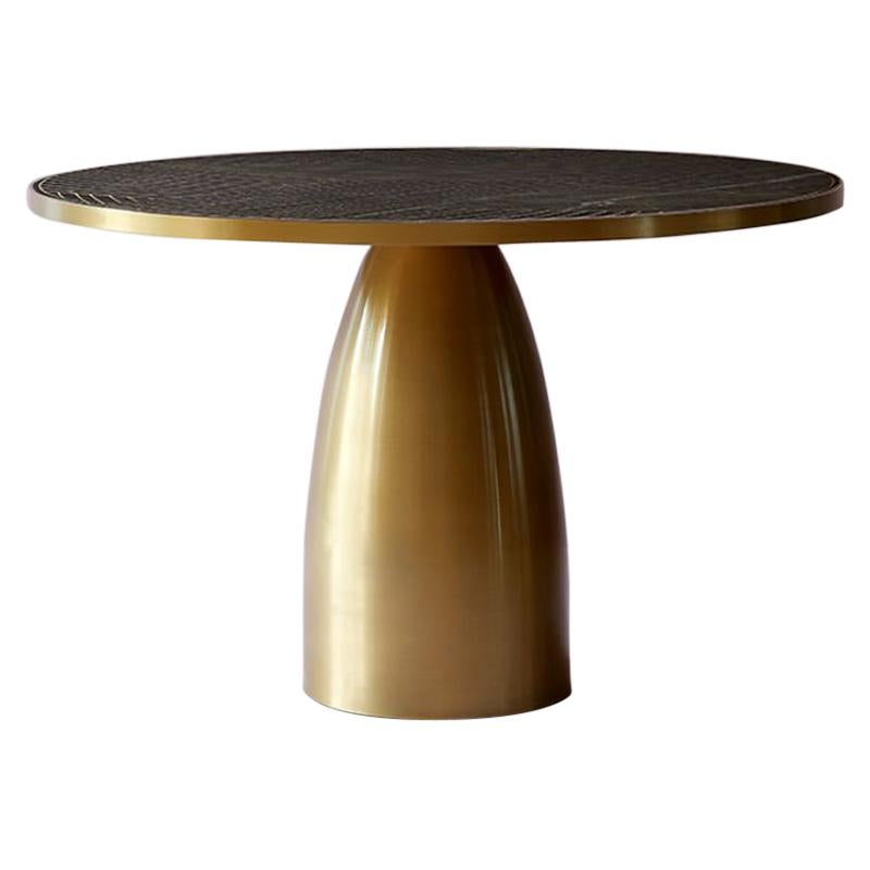 Bethan Gray Lustre Dhow Medium Dining Table in Black and Brass
