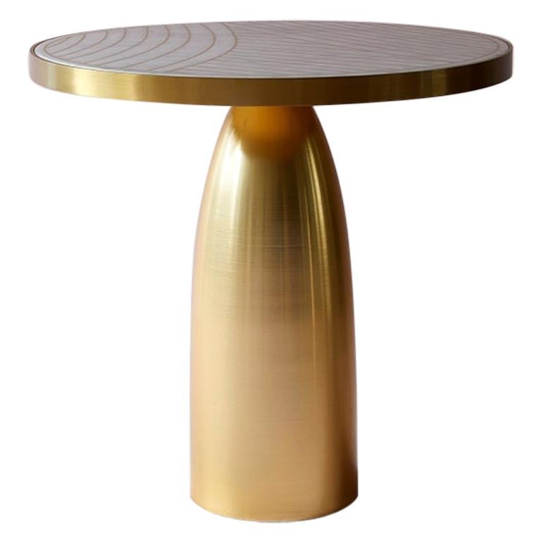 Bethan Gray Lustre Dhow Large Side Table White and Brass For Sale