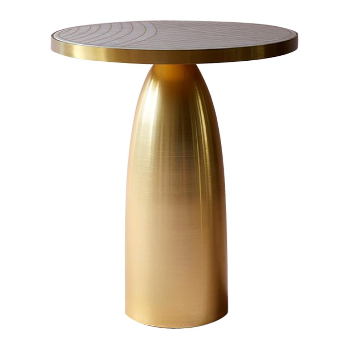 Bethan Gray • Lustre Dhow Small Side Table in White and Brass  For Sale