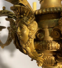 Louis XIV Style Gilt Bronze Chandelier Model Inspired By André Charles Boulle