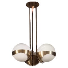 pendant lamp Lamperti,  , brass and opalin glass, italy 70s