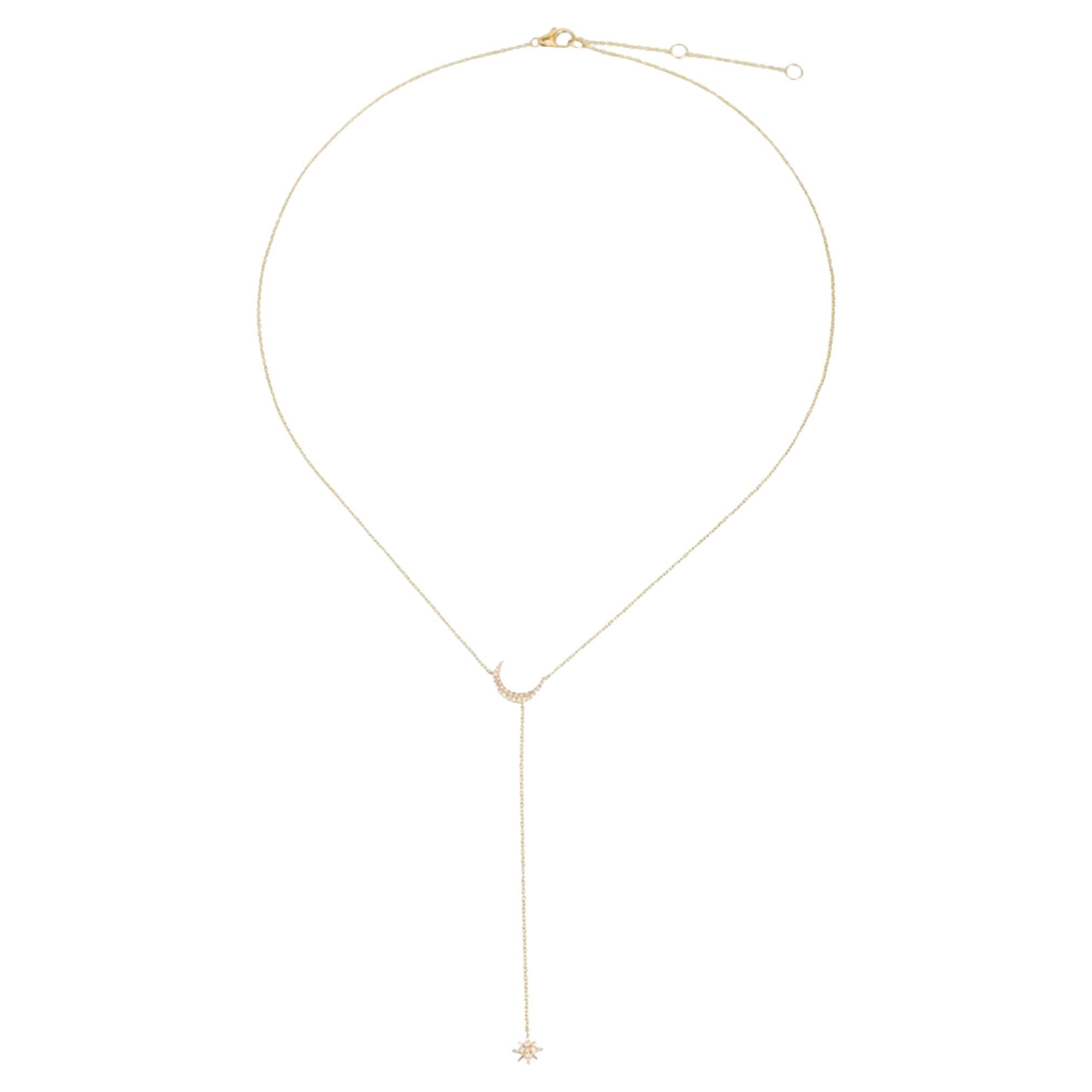 0.12ctw Diamond 14K Yellow Gold Lariat Necklace