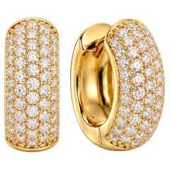 Lustre of London 1.75ct CZ Yellow Gold Sterling Silver Huggie Hoop Earrings