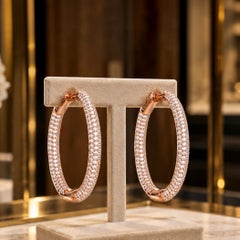 Lustre of London 7.86ct CZ Rose Gold Sterling Silver Large Hoop Earrings