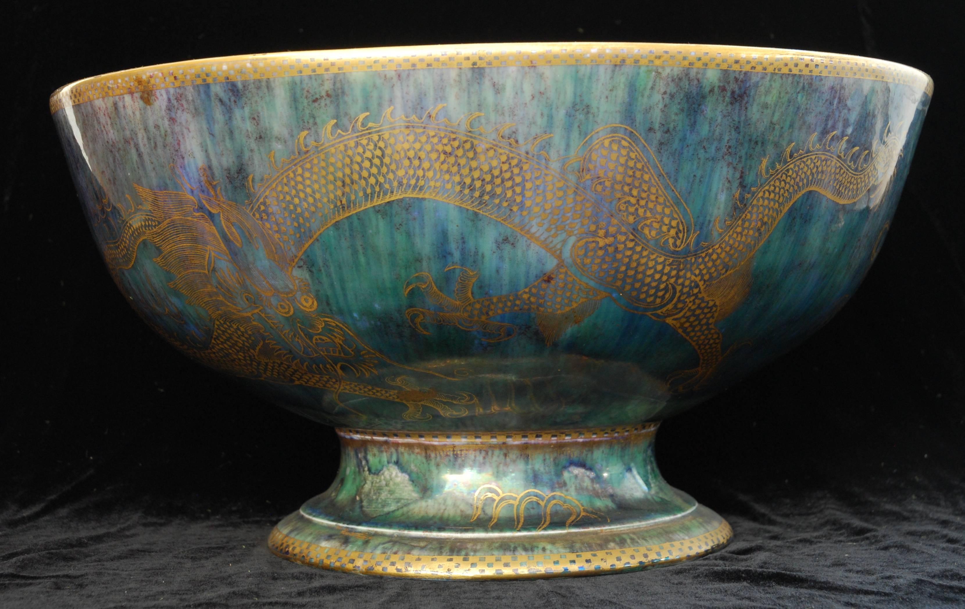 Art Deco Lustre Punch Bowl with Dragons, Wedgwood, circa 1925