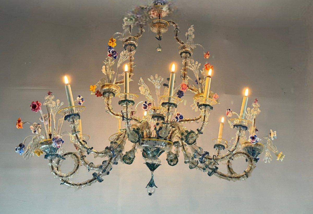 Lustre Rezzonico Gondole En Verre De Murano Multicolore Vers 1900 For Sale 4