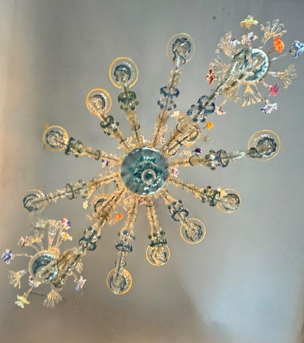 Lustre Rezzonico Gondole En Verre De Murano Multicolore Vers 1900 For Sale 5